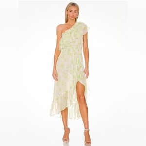 NWT | MISA Los Angeles Rumi Blossom printed Chiffon One shoulder| Size M
